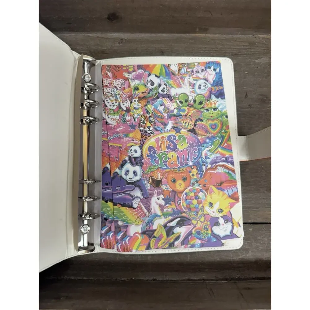 Lisa Frank A5 binder with matching printed paper and Mini canvas tote bag Bundle
